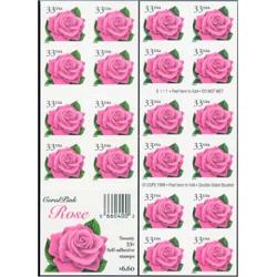#3052Ef Coral Pink Rose, Double-sided Booklet Pane of 20
