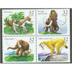 #3077-80 Prehistoric Animals,  Four Singles