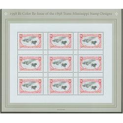 #3210 Trans-Mississippi Cattle in Storm, Souvenir Sheet of Nine