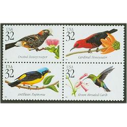 #3222-25 Tropical Birds, Four Singles