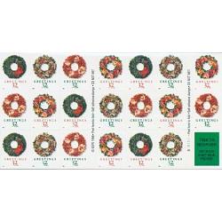 #3252e Christmas Wreaths, Convertible Booklet Pane of 20