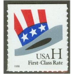 #3268 \"H\" Hat Stamp, Booklet Single Die-cut 11¼
