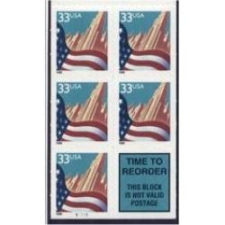 #3278b Flag over City, Booklet Pane of 5 + Label
