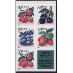 #3301b Fruit Berries, Booklet Pane of Five