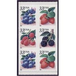 #3301c Fruit Berries, Booklet Pane of Six