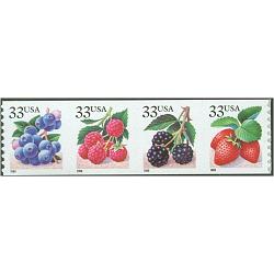 #3305a Fruit Berries, Coil Strip of Four Stamps
