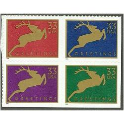 #3363b Deer, Block of Four from #3363a