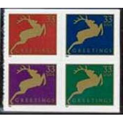 #3367d Deer, Block of Four from Vending Book #BK276B