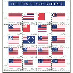 #3403 Historic American Flags, The Stars and Stripes,  Pane 20 Stamps