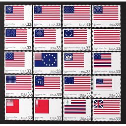 #3403a-t Historic American Flags, The Stars Stripes, 20 Singles