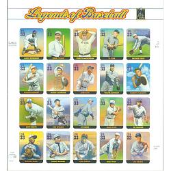 #3408 Legends of Baseball, Pane of 20