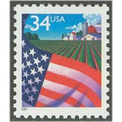 #3469  Flag over Farm, Water-Activated Sheet Stamp