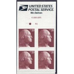 #3482b Washington, Booklet Pane of 4 Die-cut 11¼x11