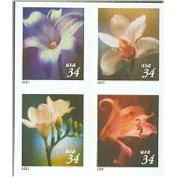 #3490a Four Flowers, Self-adhesive Block of Four