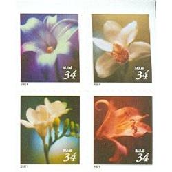 #3490b Four Flowers, Booklet Pane of Four from Vending Book