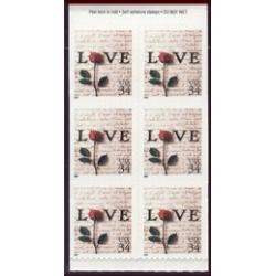 #3498b Rose & Love Letter, S-A Vending Pane of Six