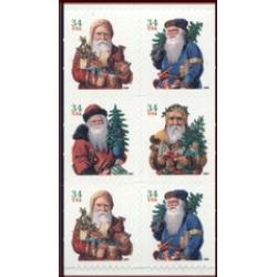 #3544c Santas, Booklet Pane of Six From Vending Book