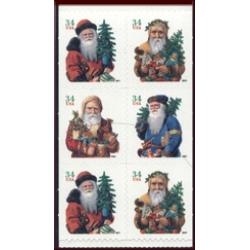 #3544d Santas, Booklet Pane of Six From Vending Book