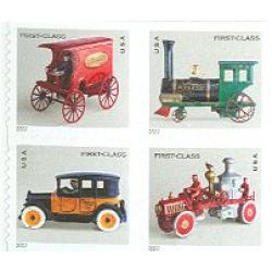 #3629b Antique Toys, Pane of Four from Vending Booklet