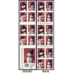 #3687b Snowman, Double-sided Booklet Pane of 20