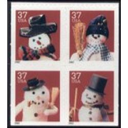 #3691a Snowman Block of Four from Vending Book, Die-cut 11