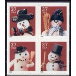 #3691b Snowman Booklet Pane of Four from Vending Book
