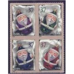 #3886bv Holiday Ornaments, Block of Four from Double-sided Pane of 20