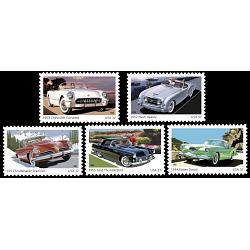 #3931-35 Sporty Cars of the 1950s, Set of Five Single Stamps