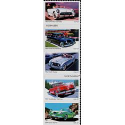 #3935a Sporty Cars of the 1950s, Vertical Strip of Five Stamps