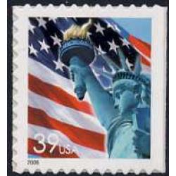 #3985 Flag & Lady Liberty, Single from S-A Two-sided Pane of 20