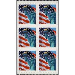 #3985d Lady Liberty, Booklet Pane of Six From BK300A, Die Cut 11