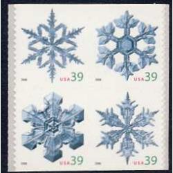 #4108a Snowflakes, Block of Four from Convertible Booklet