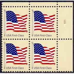 #4129 (41¢) Flag, Non-denominated W-A, Plate Block of Four