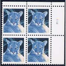 #4137 Florida Panther, Water-activated Plate Block