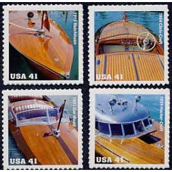 #4160-63 Vintage Mahogany Speedboats, Set of Four Singles