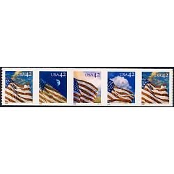 #4236-39 Flags 24/7, S-A Die-cut 11, PNC Strip of 5, #S1111