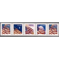 #4244-47 Flags 24/7 Coil, S-A Die-cut 11, PNC Strip of Five, #V1