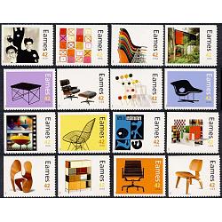 #4333a-p Charles & Ray Eames, Set of 16 Single Stamps