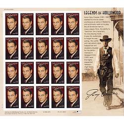 #4421 Gary Cooper, Legends of Hollywood, Souvenir Sheet of 20 Stamps