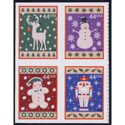 #4428a Winter Holidays, Block of Four from Convertible Booklet
