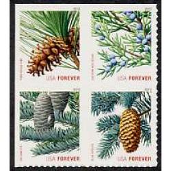 #4485a Holiday Evergreens, (Forever Stamp) Block of Four ATM