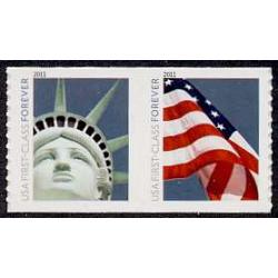 #4489a Forever Liberty & Flag Stamps, Coil Pair, "4evr"