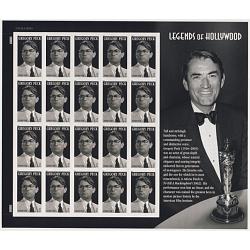 #4526 Gregory Peck, Legends of Hollywood, Souvenir Sheet of 20