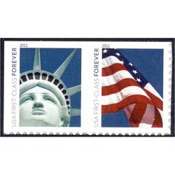 #4560a Statue of Liberty & Flag, Booklet Pair, “4evR”