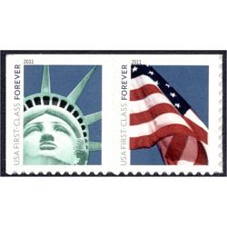 #4562a Statue of Liberty & Flag, Booklet Pair, “4evr”