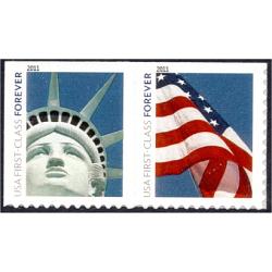 #4564a Statue of Liberty & Flag, Booklet Pair, “4EVR”