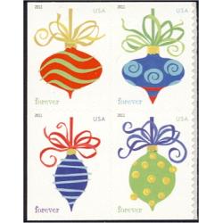 #4574a Holiday Baubles, Ashton Potter Printing, Block of Four