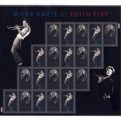 #4692-93 Edith Piaf and Miles Davis, , Souvenir Sheet