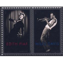 #4693a Edith Piaf and Miles Davis, Attached Pair