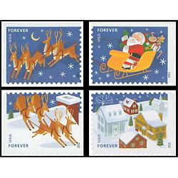 #4712-15 Santa & Sleigh Christmas, Set of Four Singles